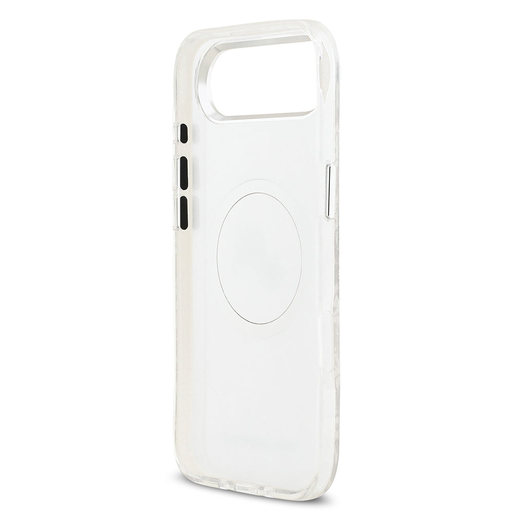 Apple iPhone 17 Air Kılıf Karl Lagerfeld Orjinal Lisanslı Parlayan Simli Karl & Choupette Heads Kapak Pembe