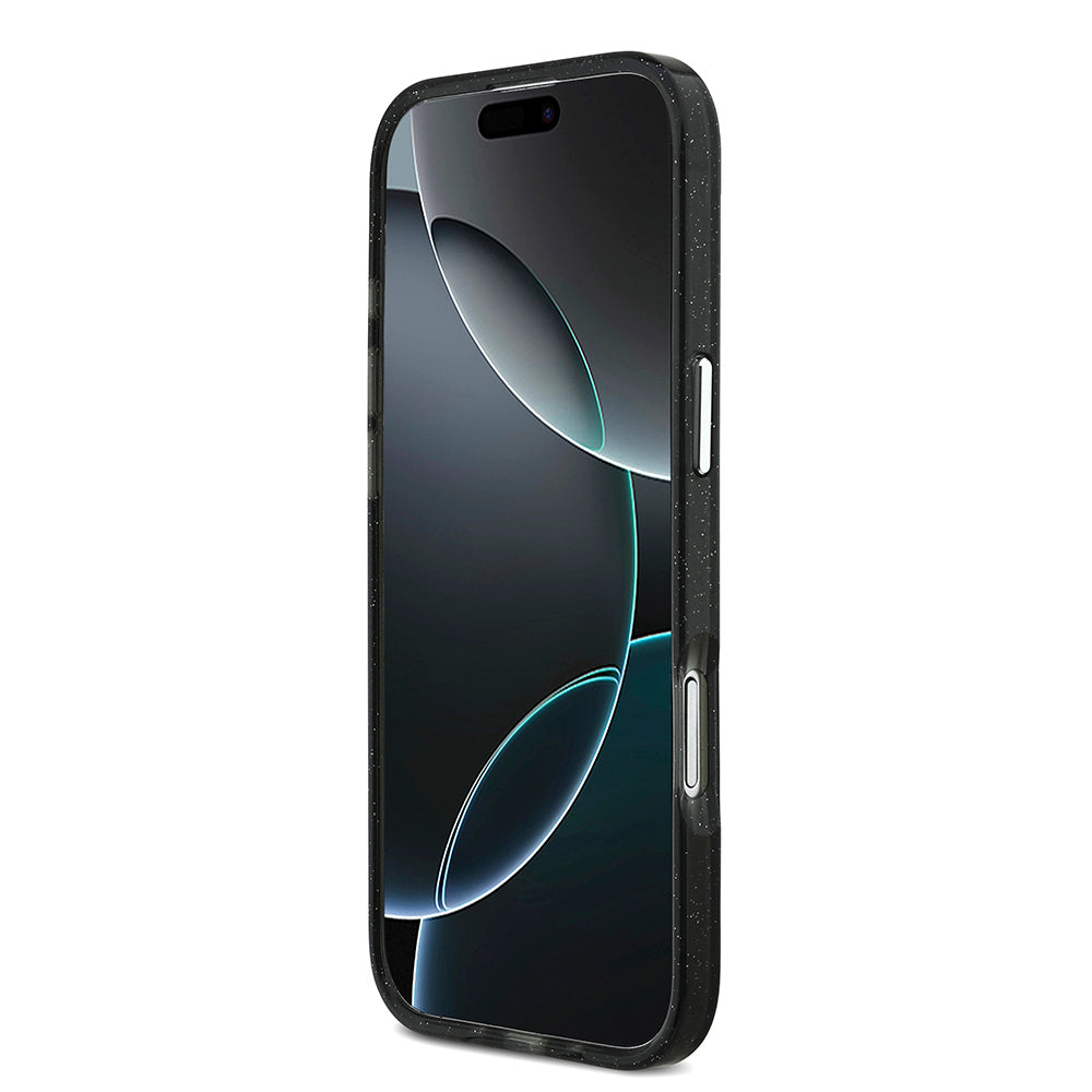 Apple iPhone 17 Air Kılıf Karl Lagerfeld Orjinal Lisanslı Parlayan Simli Karl & Choupette Sketch Logo Kapak Siyah