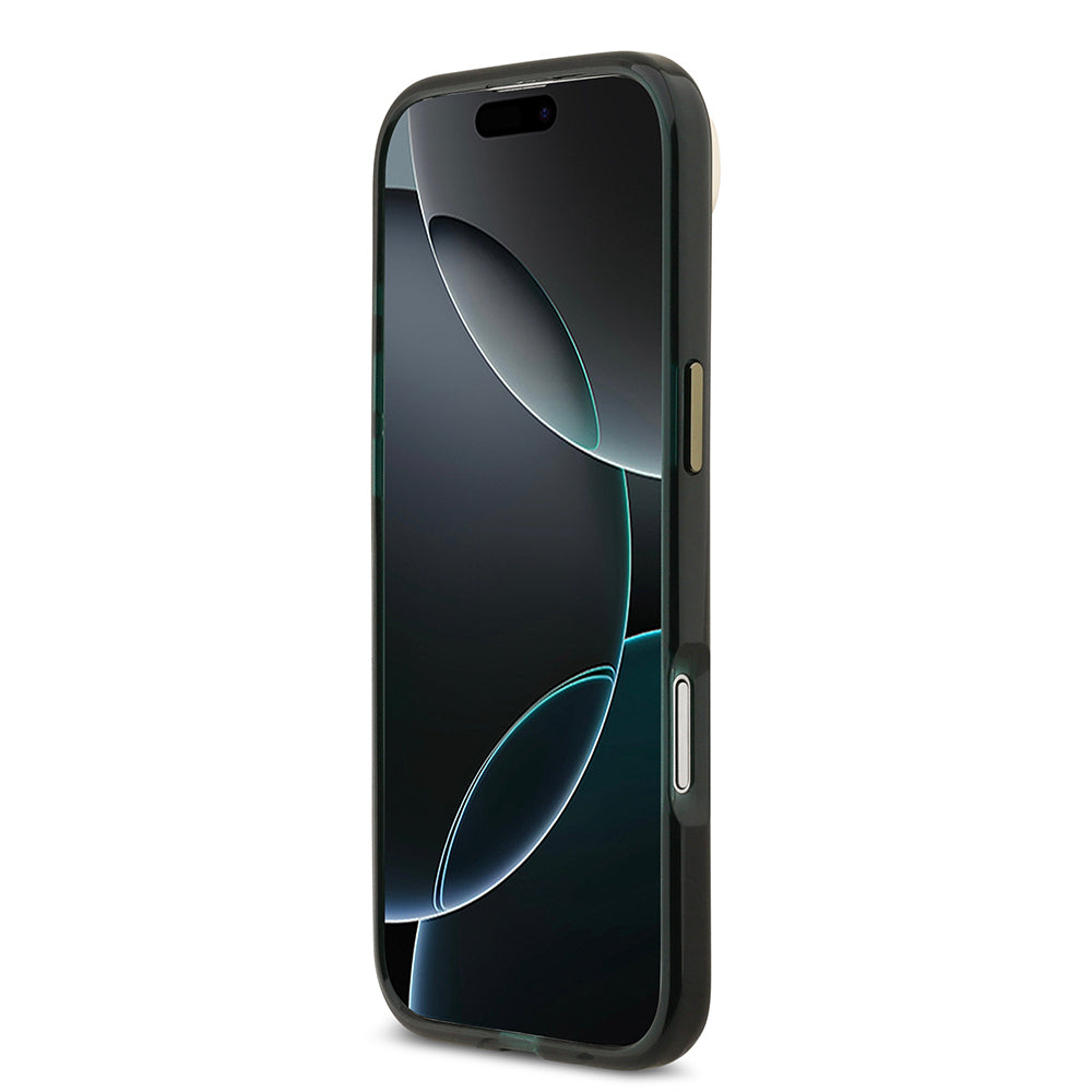 Apple iPhone 17 Air Kılıf Lacoste Orjinal Lisanslı M-safe Şarj Özellikli Gold Timsah Logolu Buzlu Kapak Siyah