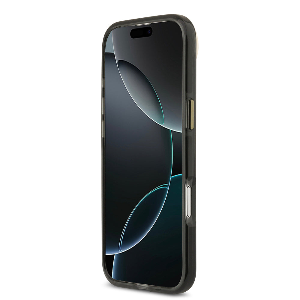 Apple iPhone 17 Air Kılıf Lacoste Orjinal Lisanslı M-safe Şarj Özellikli Gold Timsah Logolu Buzlu Kapak Siyah