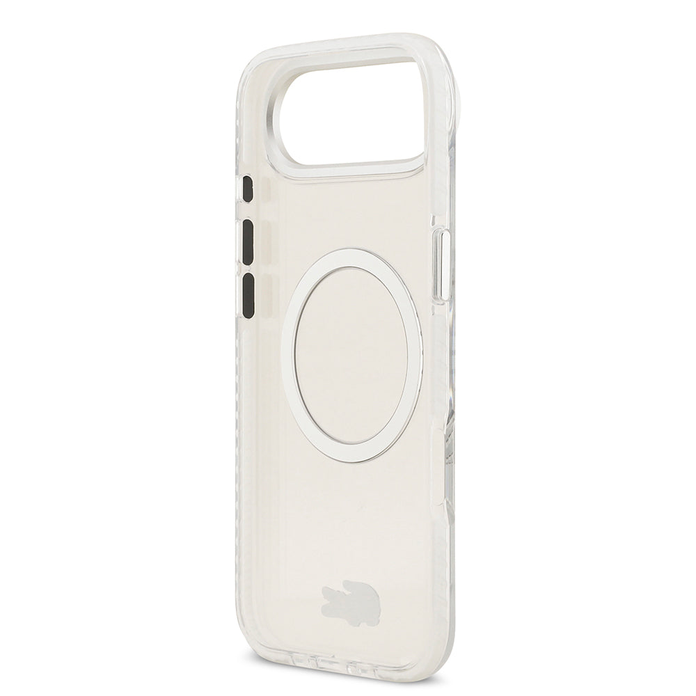 Apple iPhone 17 Air Kılıf Lacoste Orjinal Lisanslı M-safe Şarj Özellikli İkonik Timsah Logolu Buzlu Kapak Beyaz