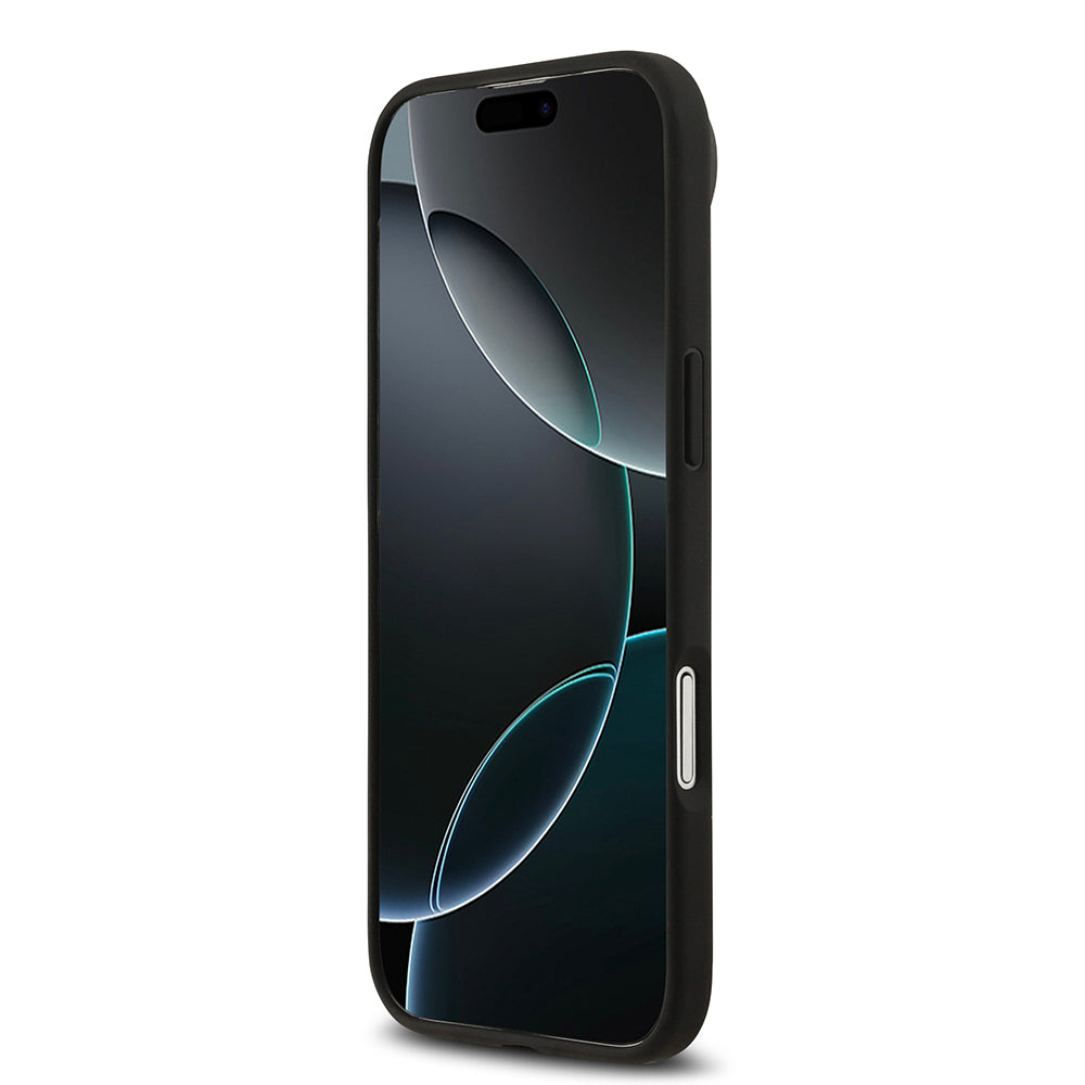 Apple iPhone 17 Air Kılıf Lacoste Orjinal Lisanslı M-safe Şarj Özellikli PU Deri Tasarımlı Karışık Monogram Desenli Kapak Siyah