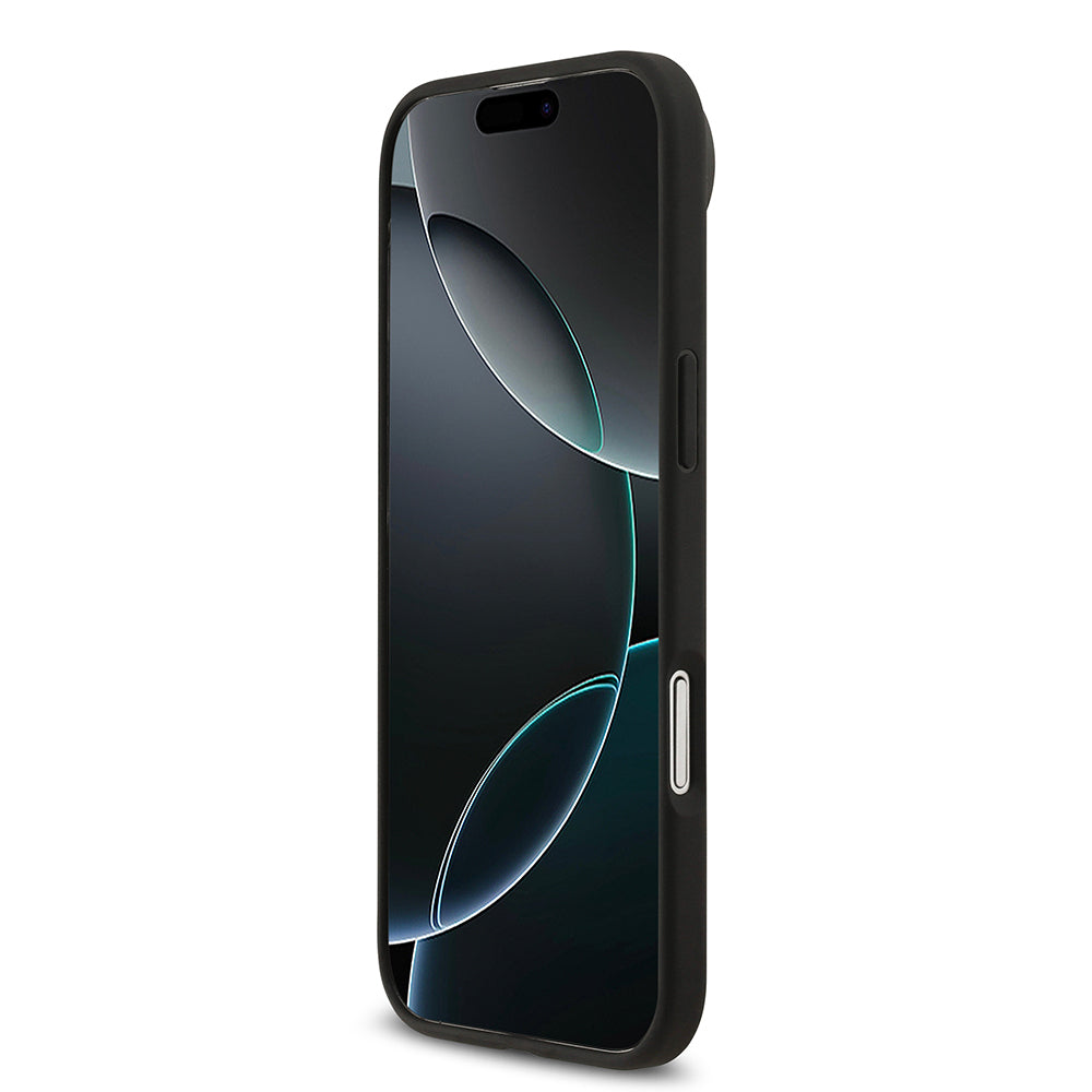 Apple iPhone 17 Air Kılıf Lacoste Orjinal Lisanslı M-safe Şarj Özellikli PU Deri Tasarımlı Kartlıklı Karışık Monogram Desenli Kapak Siyah