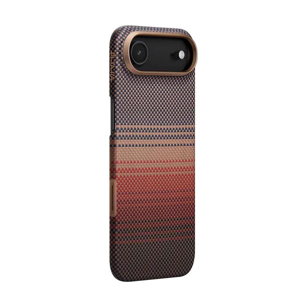 Apple iPhone 17 Air Kılıf M-safe Şarj Özellikli Aramid Fiber Pitaka Tactile Woven Sunset-Moonrise Serisi Sunset Kapak Kahverengi