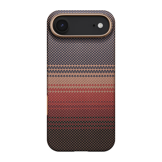 Apple iPhone 17 Air Kılıf M-safe Şarj Özellikli Aramid Fiber Pitaka Tactile Woven Sunset-Moonrise Serisi Sunset Kapak Kahverengi
