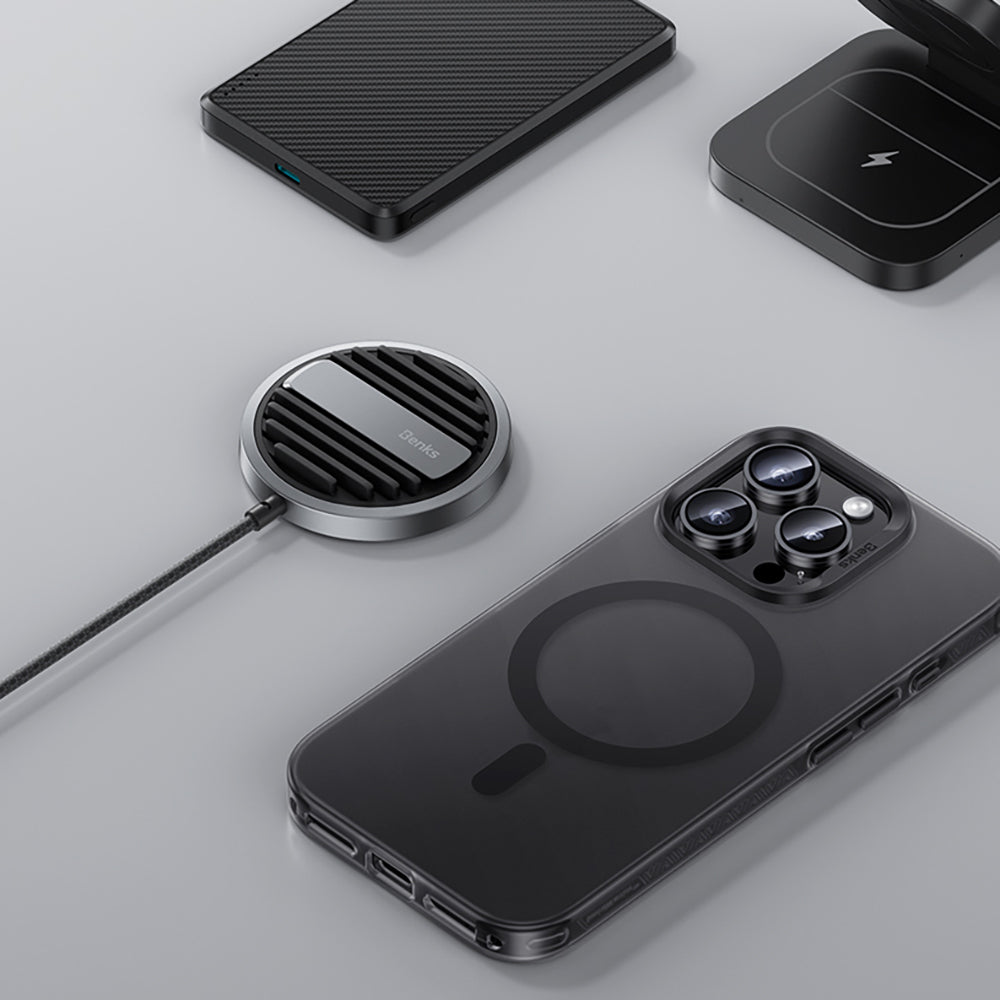 Apple iPhone 17 Air Kılıf M-safe Şarj Özellikli Benks Lucid Armor Kapak Açık Mavi