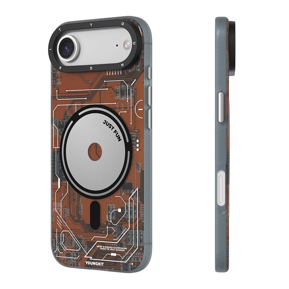 Apple iPhone 17 Air Kılıf M-safe Şarj Özellikli Kamera Denetim Butonlu Youngkit Technology Serisi Kapak Siyah