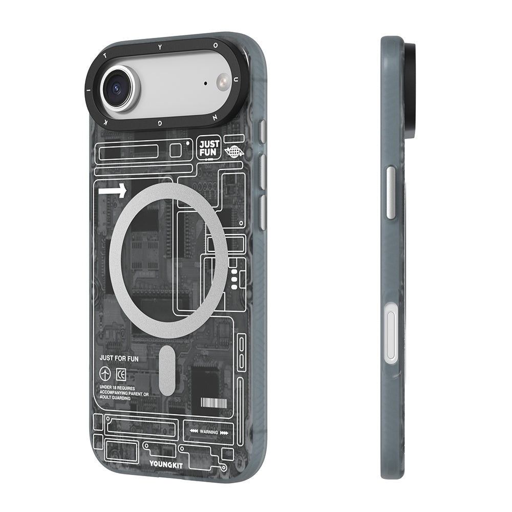 Apple iPhone 17 Air Kılıf M-safe Şarj Özellikli Kamera Denetim Butonlu Youngkit Technology Serisi Kapak Turuncu