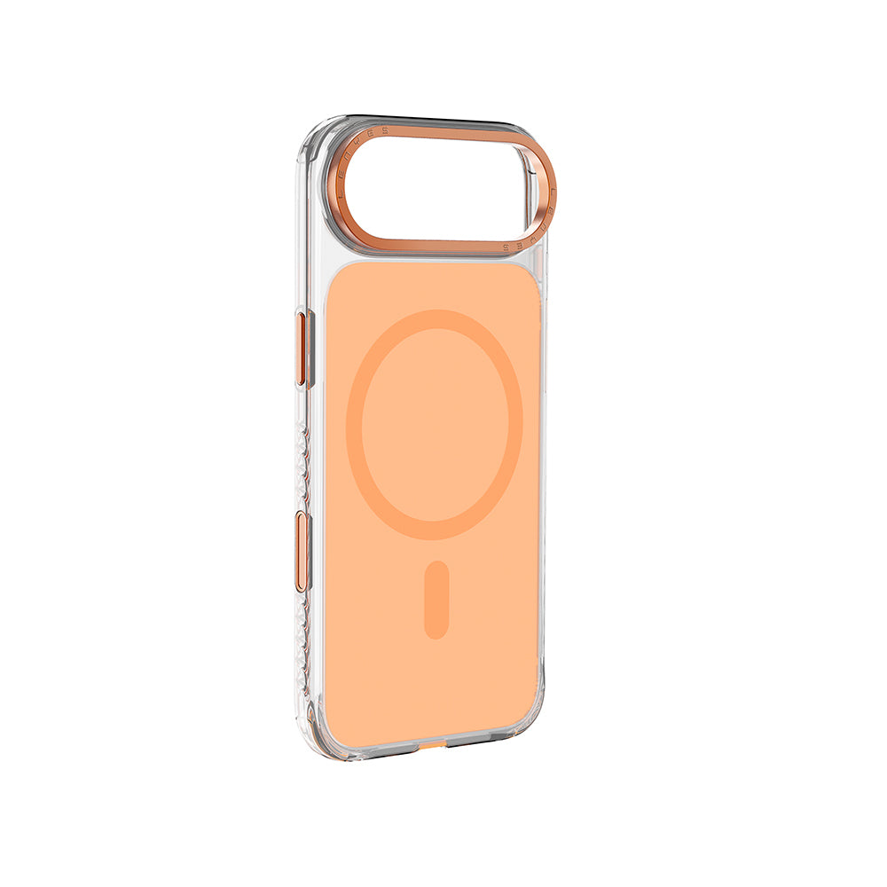 Apple iPhone 17 Air Kılıf M-safe Şarj Özellikli Metal Kamera Çerçeveli Airbag Tasarımlı Lenyes CK221 Sert PC Kapak Turuncu