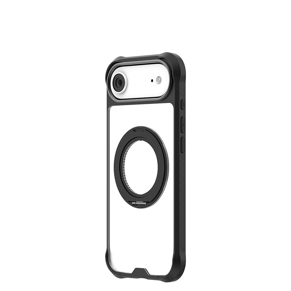 Apple iPhone 17 Air Kılıf M-safe Şarj Özellikli Parmak Ring Standlı Airbag Tasarımlı Mutural Obsidian Serisi Kapak Turuncu