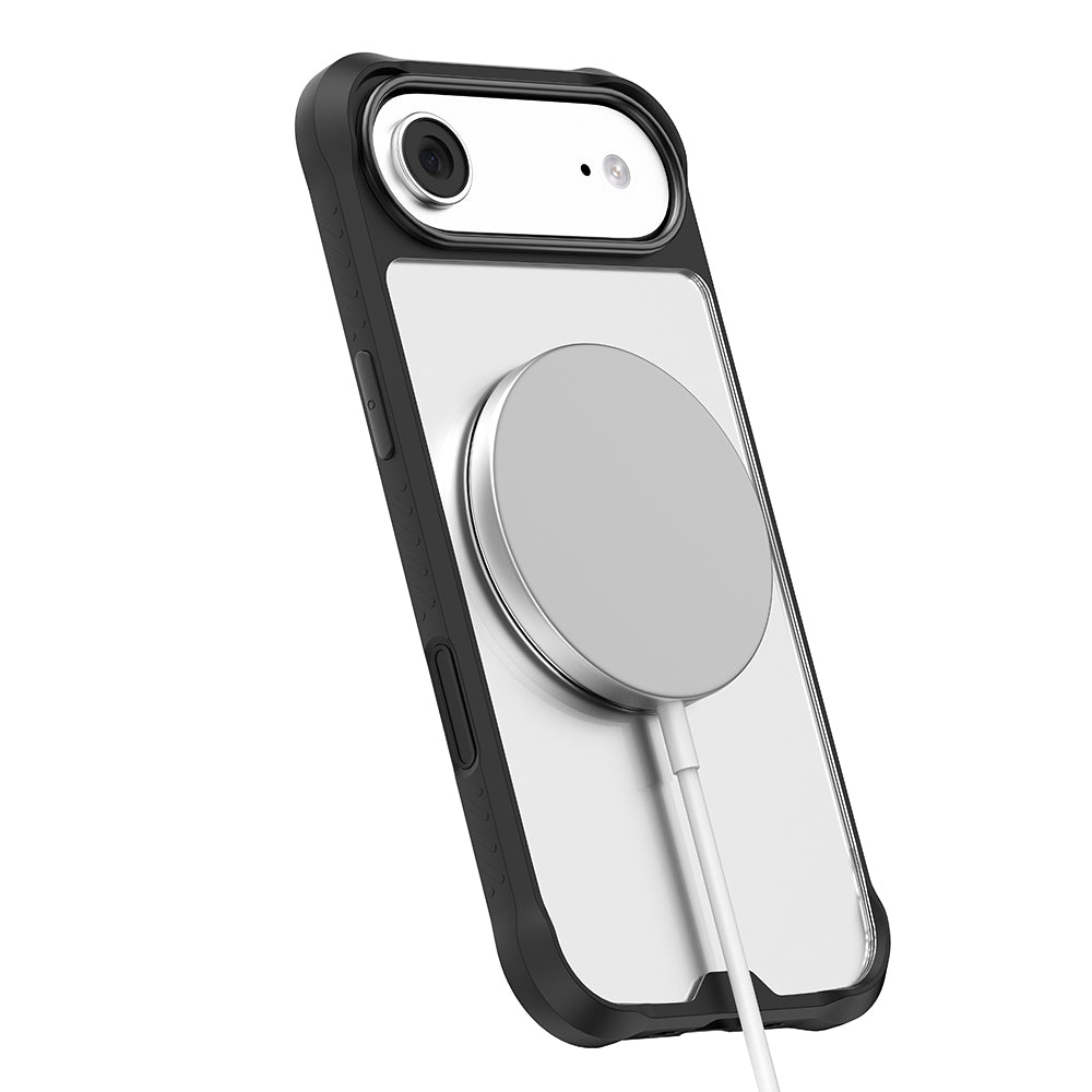 Apple iPhone 17 Air Kılıf M-safe Şarj Özellikli Parmak Ring Standlı Airbag Tasarımlı Mutural Obsidian Serisi Kapak Siyah