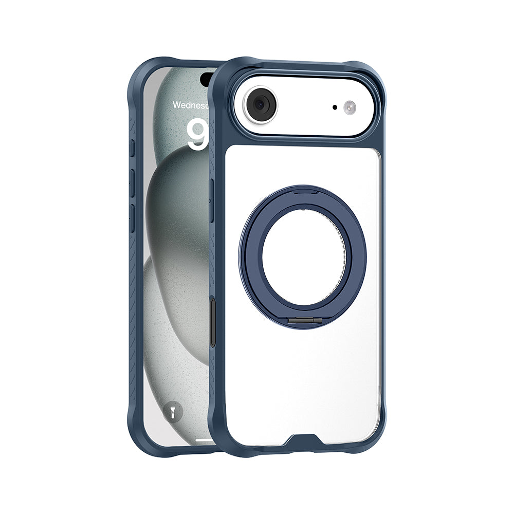 Apple iPhone 17 Air Kılıf M-safe Şarj Özellikli Parmak Ring Standlı Airbag Tasarımlı Mutural Obsidian Serisi Kapak Siyah