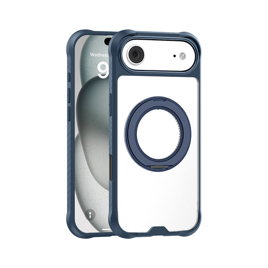 Apple iPhone 17 Air Kılıf M-safe Şarj Özellikli Parmak Ring Standlı Airbag Tasarımlı Mutural Obsidian Serisi Kapak Siyah