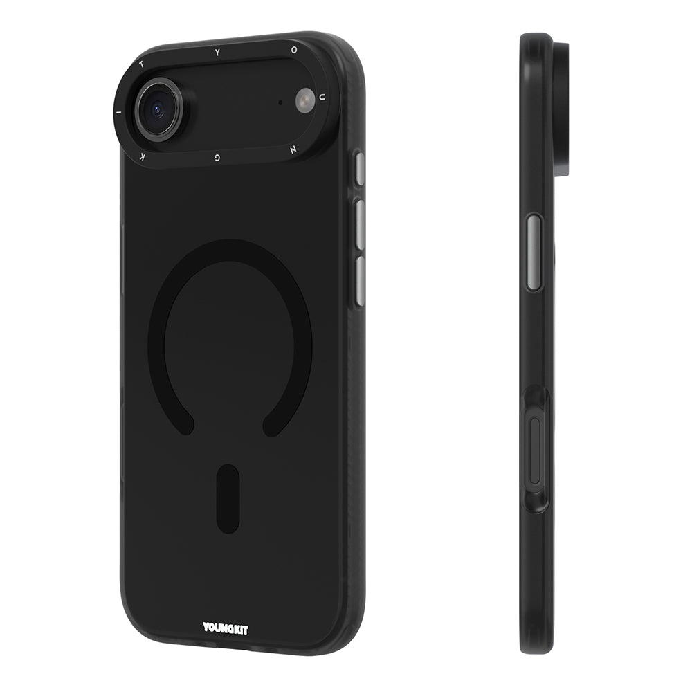 Apple iPhone 17 Air Kılıf M-safe Şarj Özellikli Youngkit Hidden Sand Serisi Kapak Siyah