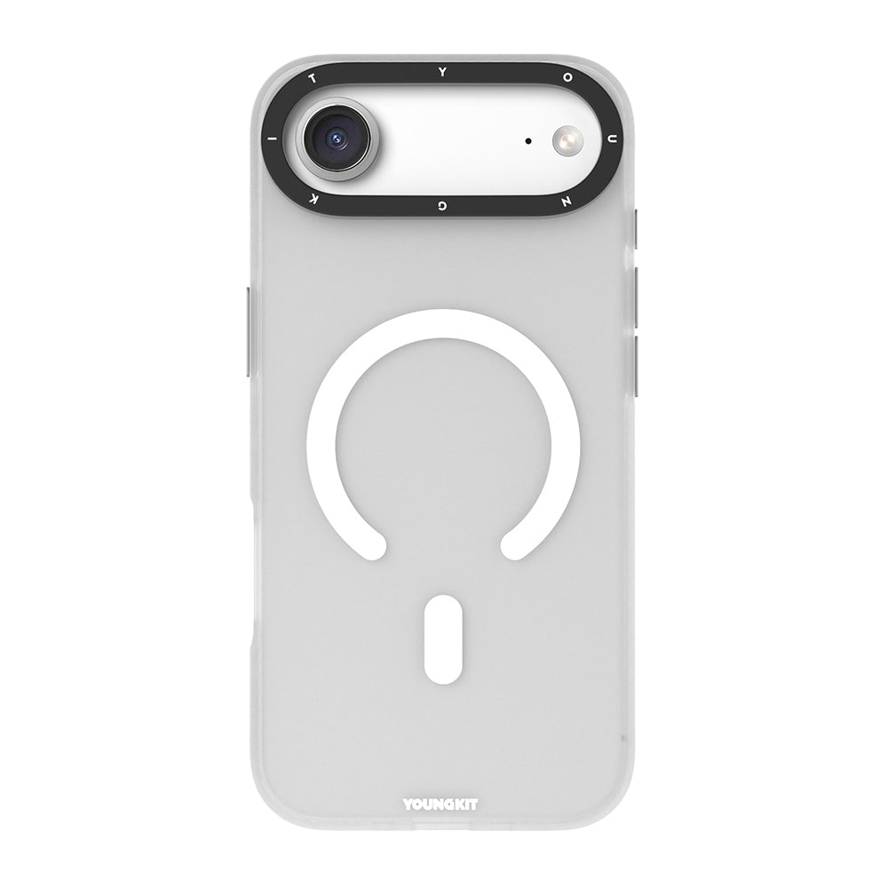 Apple iPhone 17 Air Kılıf M-safe Şarj Özellikli Youngkit Hidden Sand Serisi Kapak Beyaz