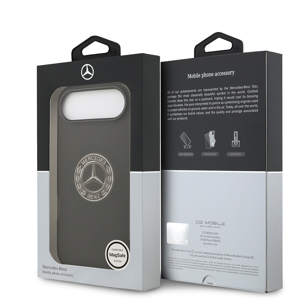 Apple iPhone 17 Air Kılıf Mercedes Benz Orjinal Lisanslı M-safe Şarj Özellikli Buzlu PC Nostaljik Yıldız Dizayn Kapak Siyah