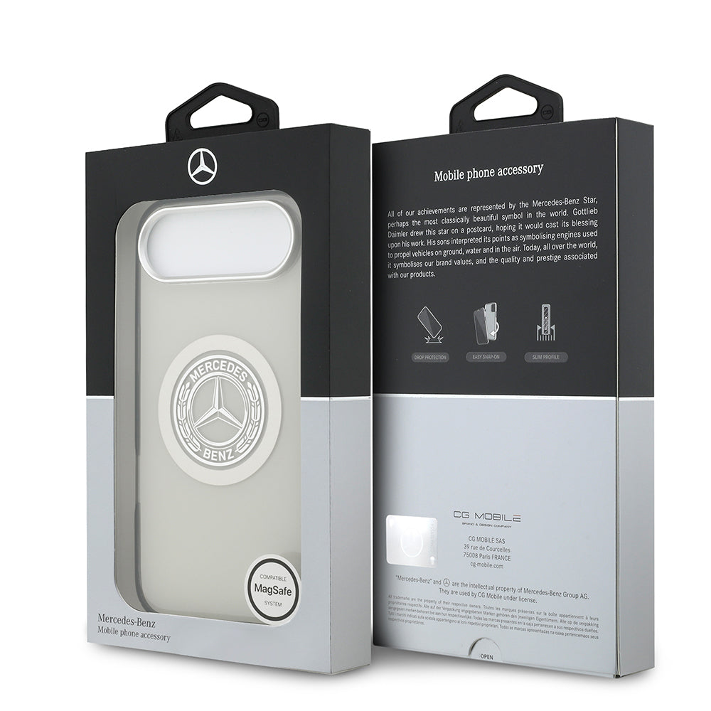 Apple iPhone 17 Air Kılıf Mercedes Benz Orjinal Lisanslı M-safe Şarj Özellikli Çift Katmanlı PC Nostaljik Yıldız Dizayn Kapak Gri