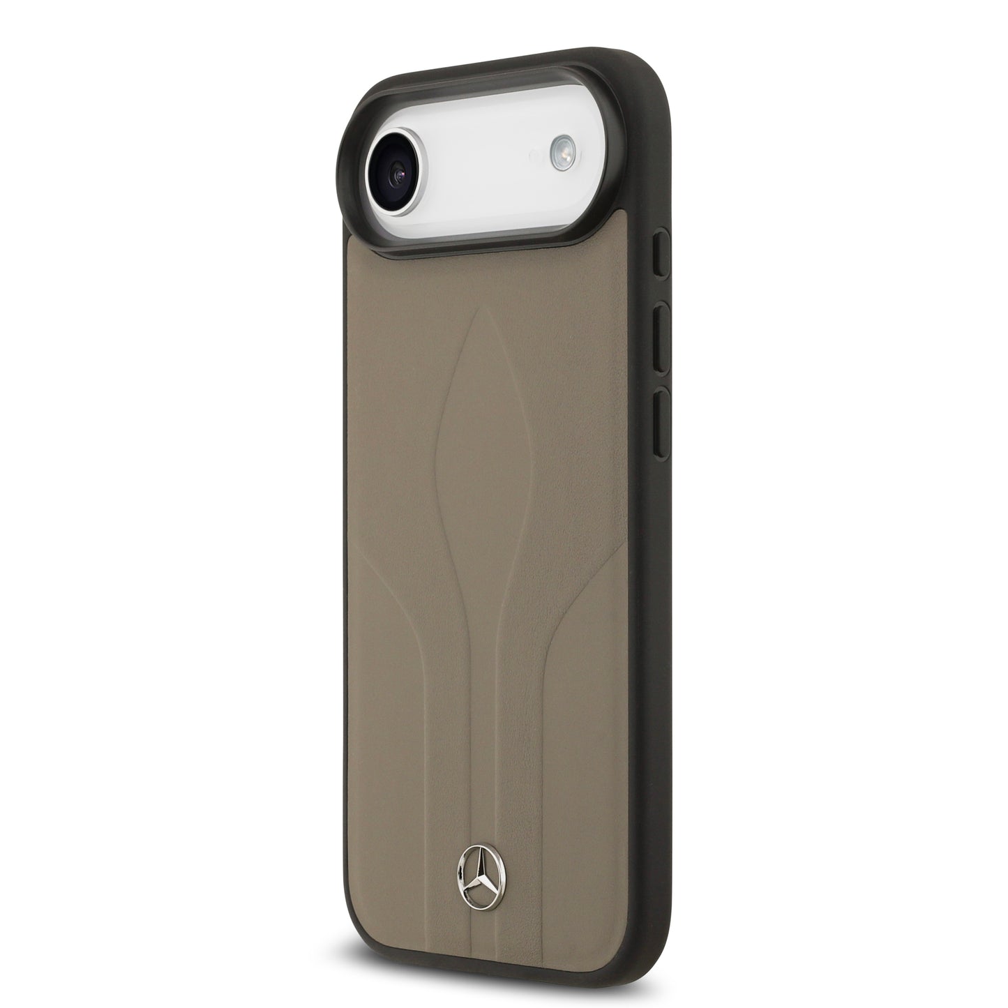 Apple iPhone 17 Air Kılıf Mercedes Benz Orjinal Lisanslı M-safe Şarj Özellikli Dokulu Desenli Deri Kapak Kahverengi