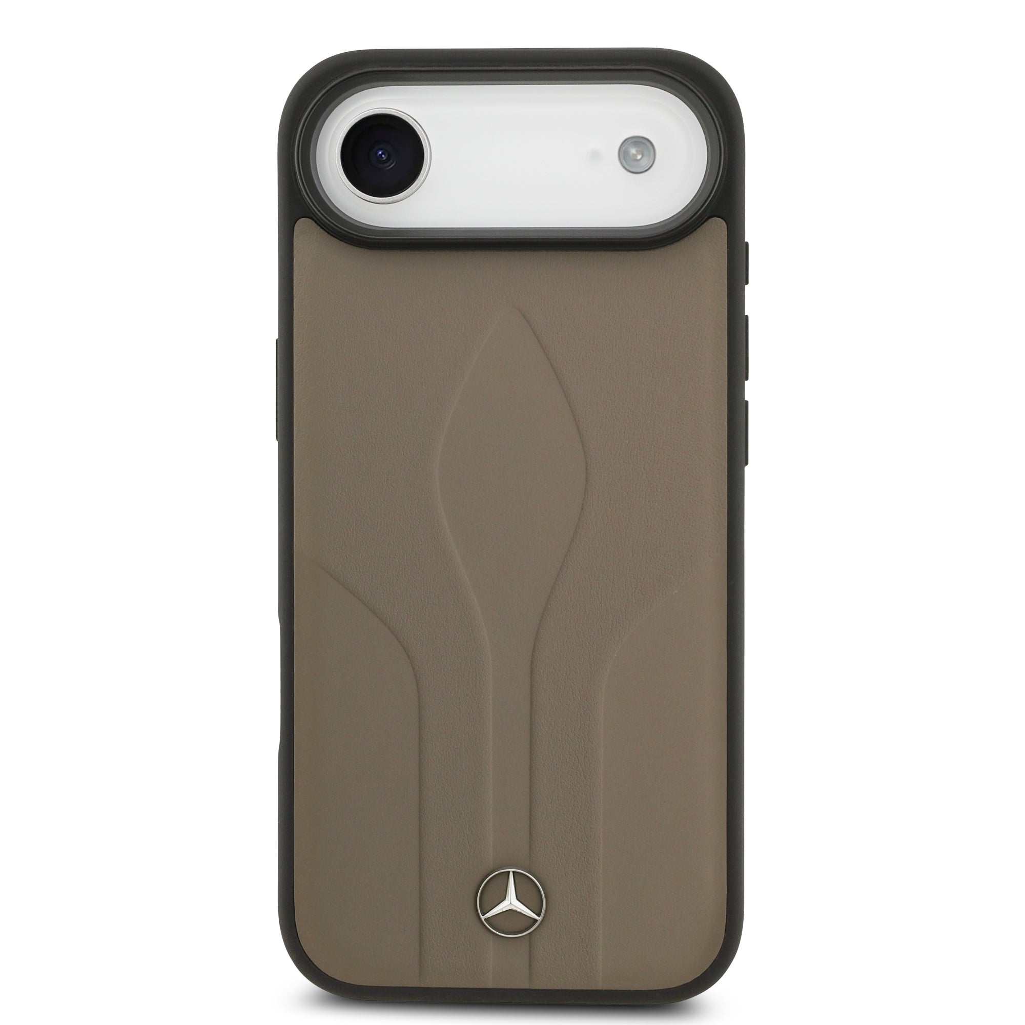 Apple iPhone 17 Air Kılıf Mercedes Benz Orjinal Lisanslı M-safe Şarj Özellikli Dokulu Desenli Deri Kapak Kahverengi