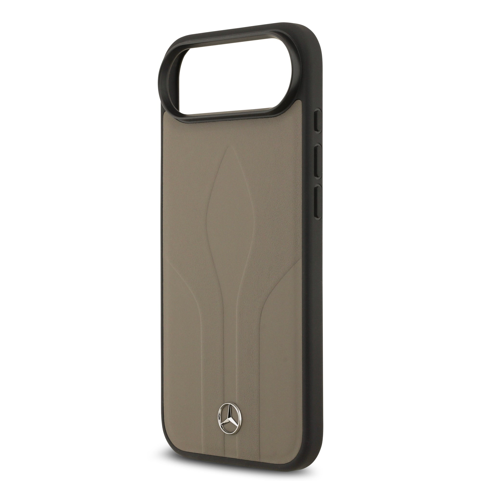 Apple iPhone 17 Air Kılıf Mercedes Benz Orjinal Lisanslı M-safe Şarj Özellikli Dokulu Desenli Deri Kapak Kahverengi