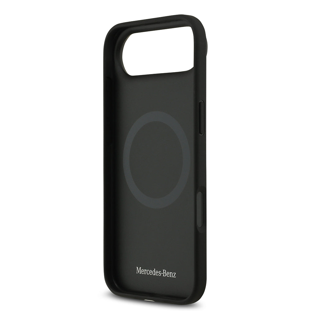 Apple iPhone 17 Air Kılıf Mercedes Benz Orjinal Lisanslı M-safe Şarj Özellikli Hakiki Deri Nostaljik Yıldız Dizayn Kapak Siyah