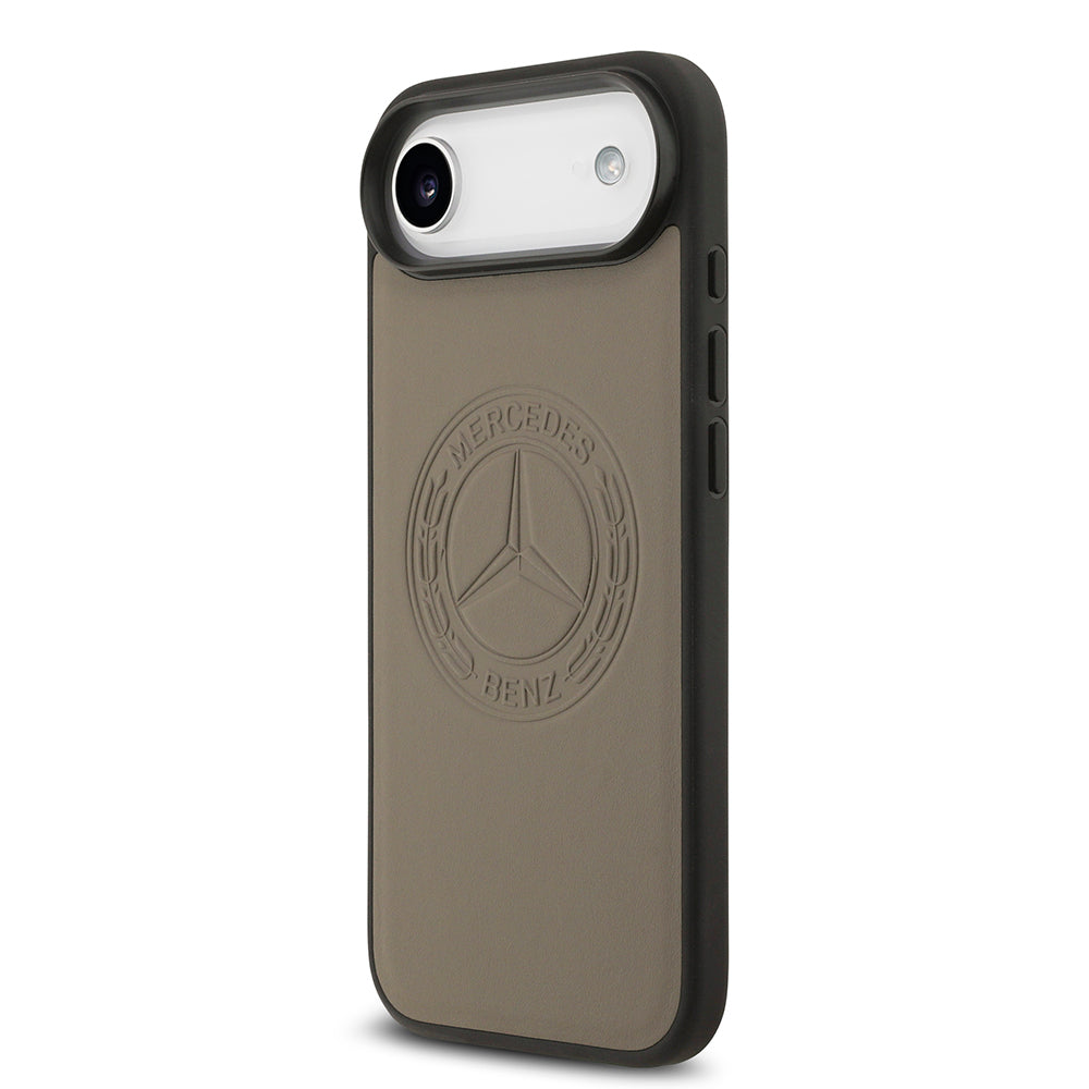 Apple iPhone 17 Air Kılıf Mercedes Benz Orjinal Lisanslı M-safe Şarj Özellikli Hakiki Deri Nostaljik Yıldız Dizayn Kapak Kahverengi