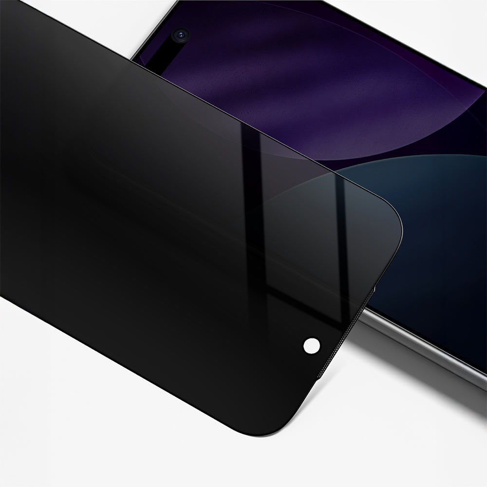 Apple iPhone 17 Amazingthing Titan Privacy Parmak İzi Bırakmayan Temperli Cam Ekran Koruyucu Siyah