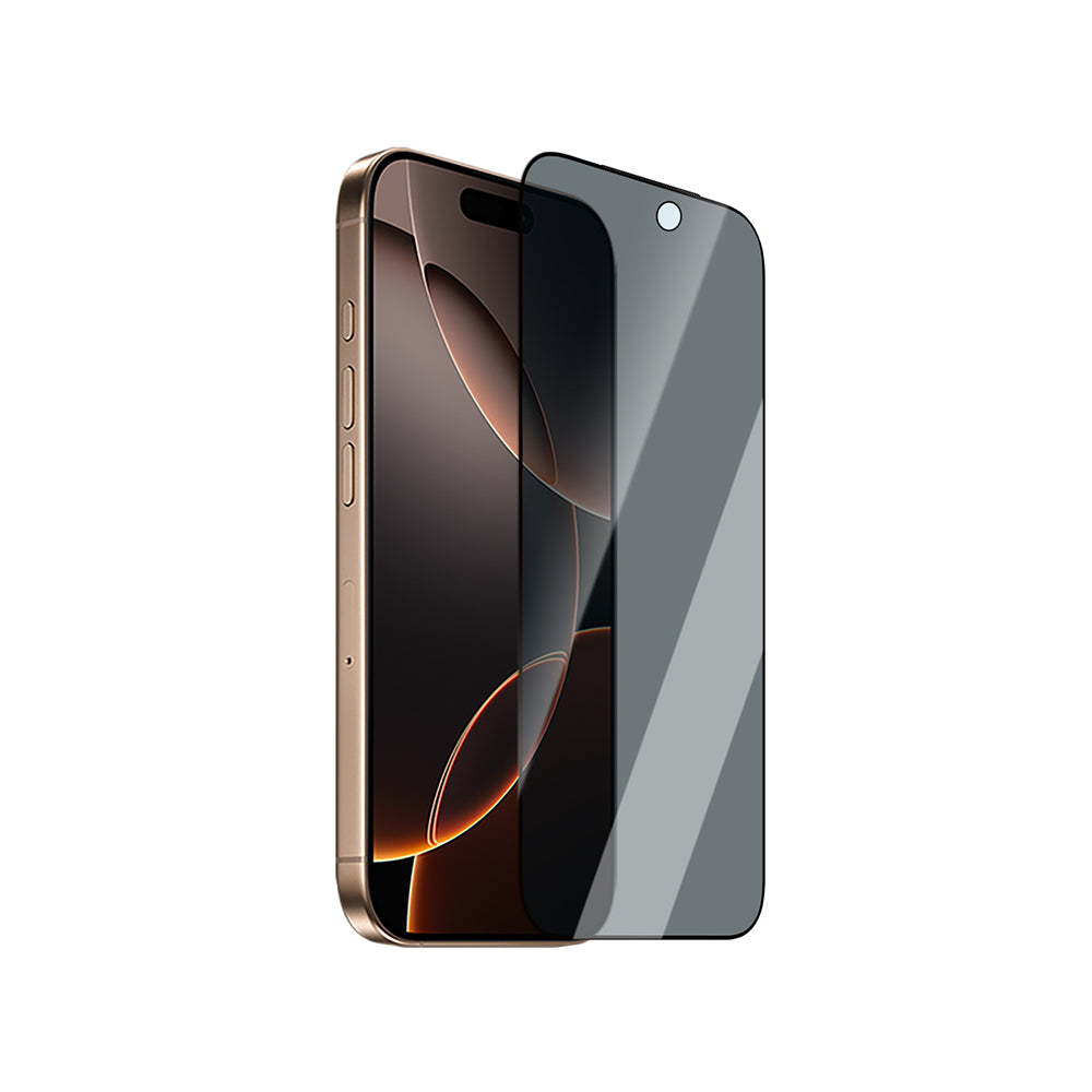 Apple iPhone 17 CaseWorld Applicator Serisi 2.5D Eyesafe Mavi Işık Teknolojili 0.33mm Privacy Temperli Cam Ekran Koruyucu + Uygulama Aparatı Siyah