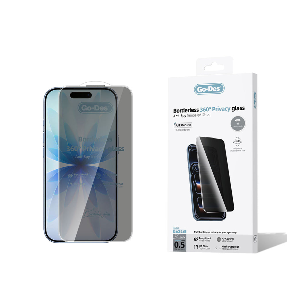 Apple iPhone 17 Go Des AF Borderless Privacy Temperli Cam Ekran Koruyucu