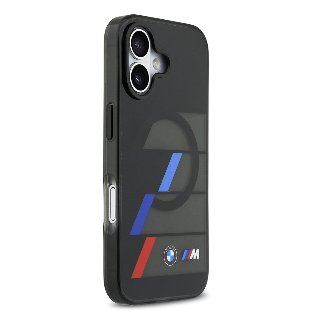 Apple iPhone 17 Kılıf BMW Orjinal Lisanslı M-safe Şarj Özellikli IML Baskılı Üç Renkli M Dizayn Kapak Siyah