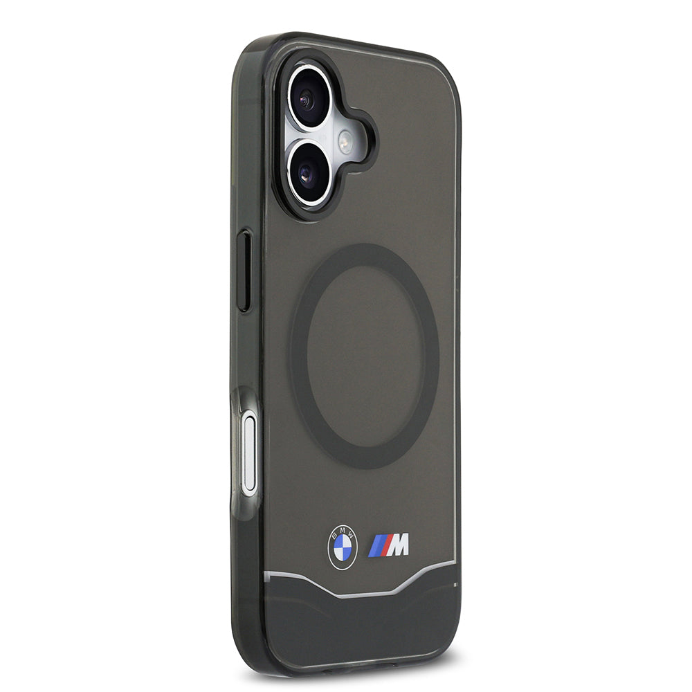 Apple iPhone 17 Kılıf BMW Orjinal Lisanslı M-safe Şarj Özellikli Metal Buton Tasarımlı Tranparan M Dizayn Kapak Siyah