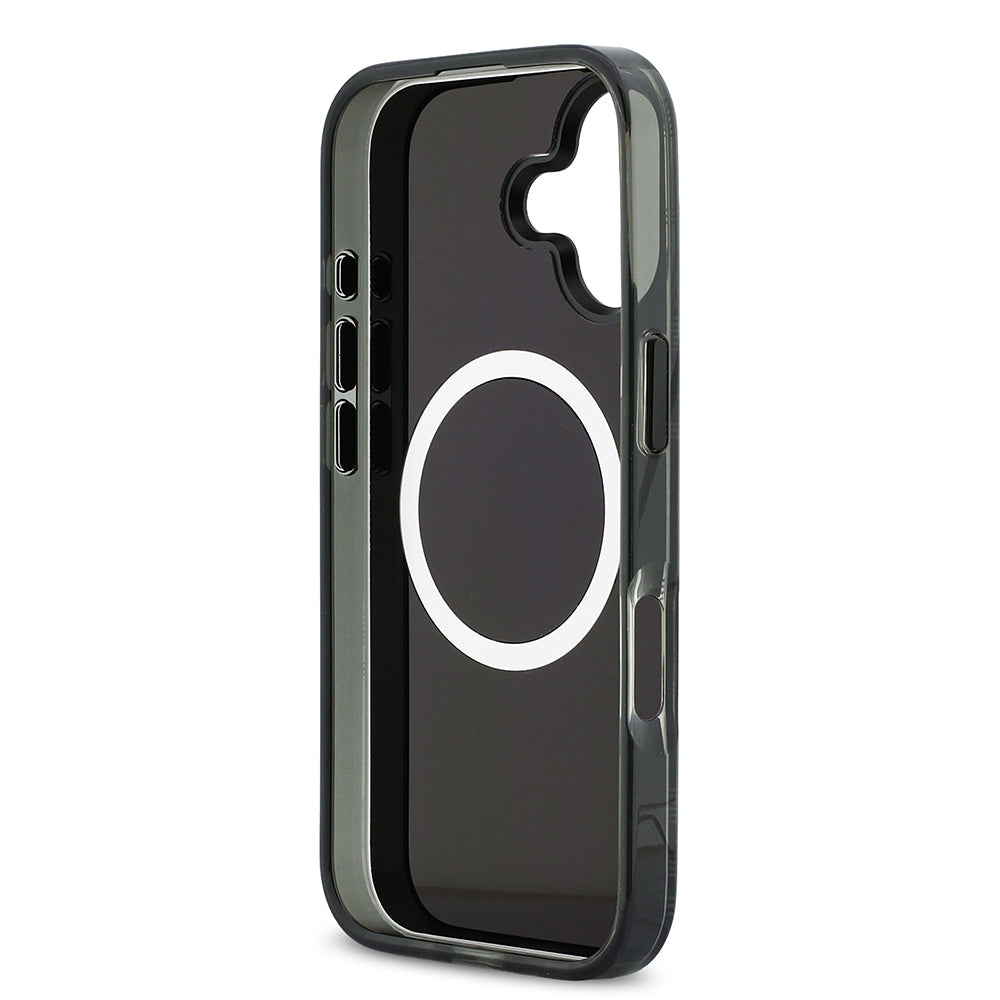 Apple iPhone 17 Kılıf BMW Orjinal Lisanslı M-safe Şarj Özellikli Metal Kamera Butonlu Yatay Şeritli M Dizayn Kapak Gümüş