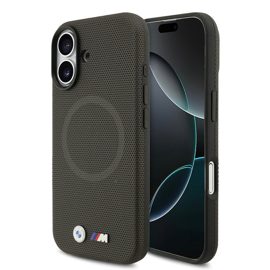 Apple iPhone 17 Kılıf BMW Orjinal Lisanslı M-safe Şarj Özellikli Metal Logolu Delikli M Dizayn Deri Kapak Siyah