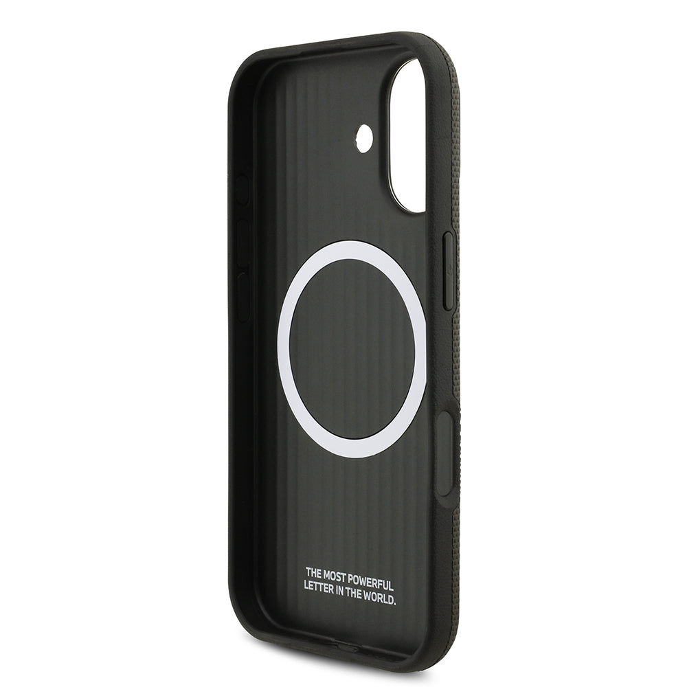 Apple iPhone 17 Kılıf BMW Orjinal Lisanslı M-safe Şarj Özellikli Metal Logolu Delikli M Dizayn Deri Kapak Lacivert