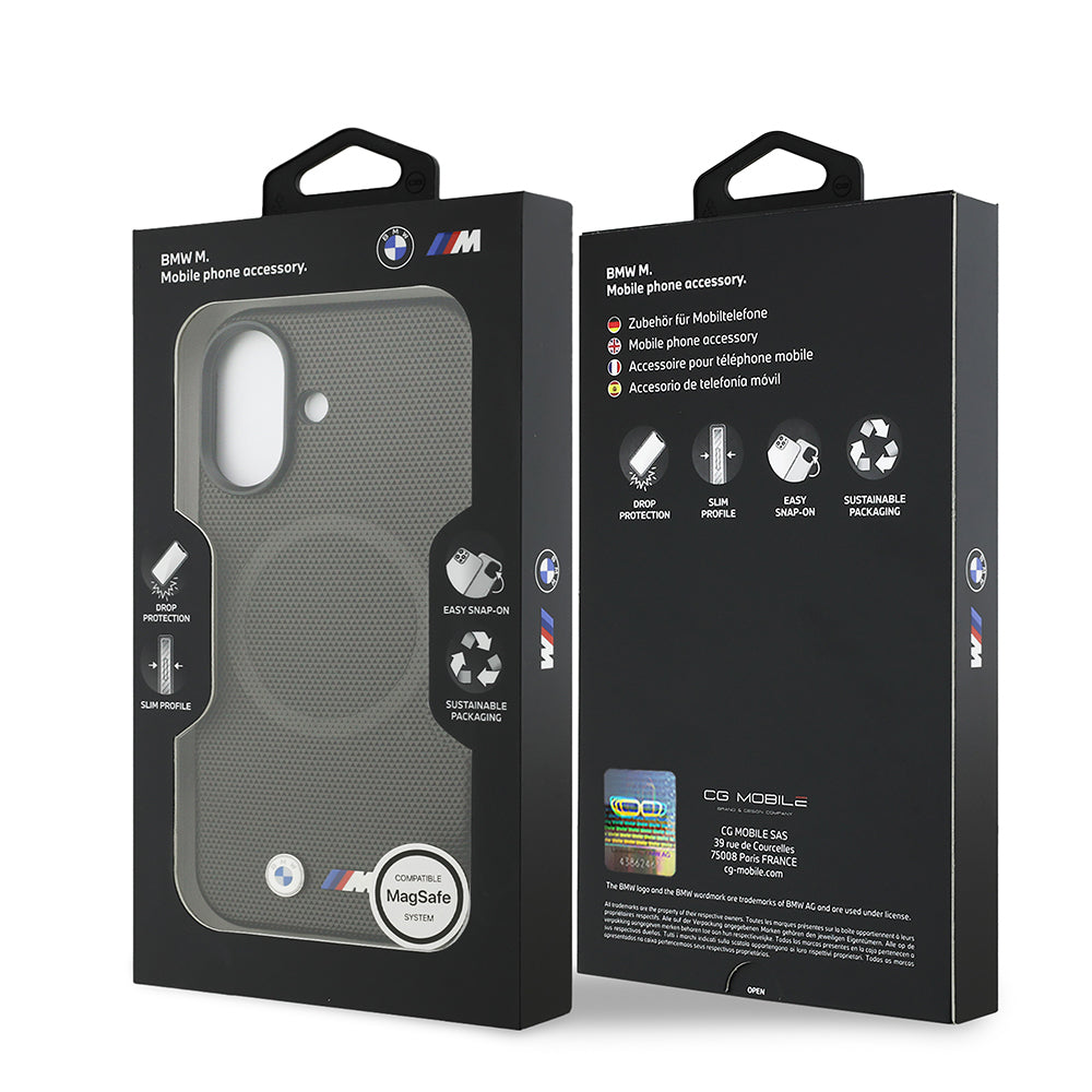 Apple iPhone 17 Kılıf BMW Orjinal Lisanslı M-safe Şarj Özellikli Metal Logolu Delikli M Dizayn Deri Kapak Lacivert