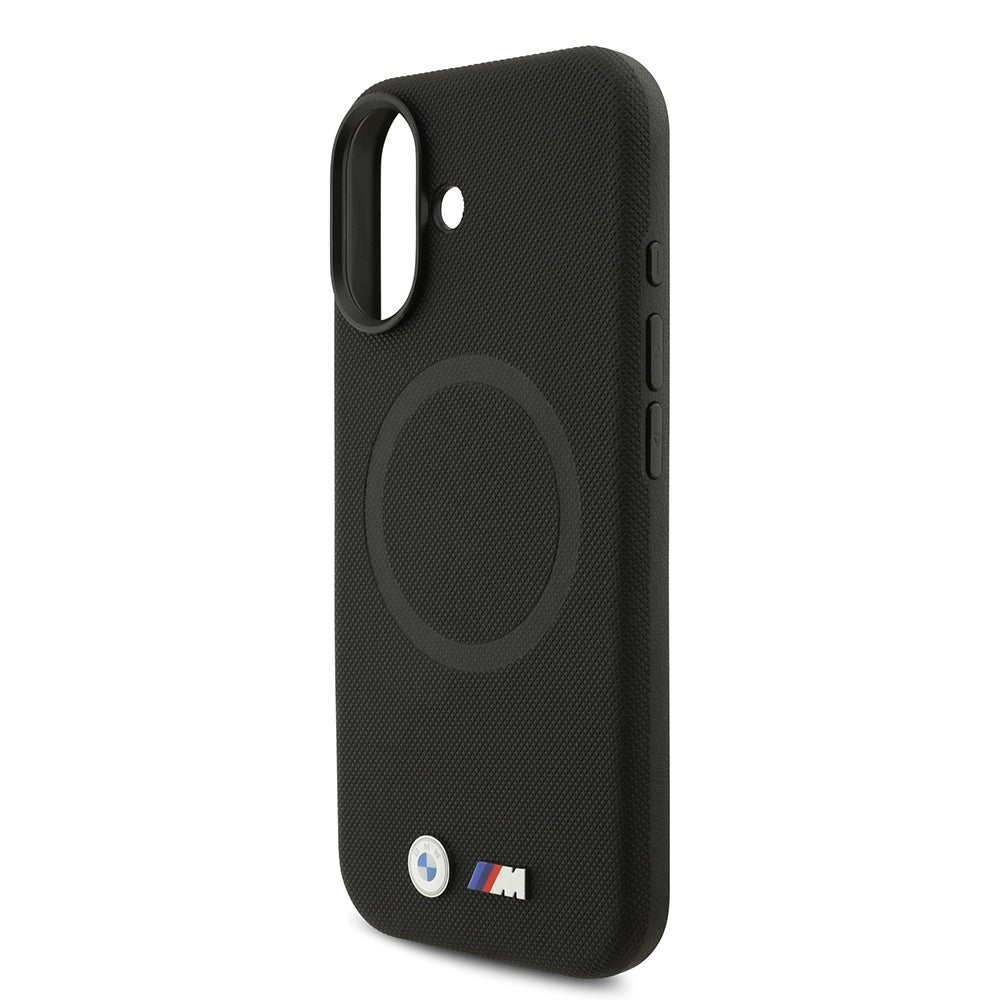 Apple iPhone 17 Kılıf BMW Orjinal Lisanslı M-safe Şarj Özellikli Metal Logolu Delikli M Dizayn Deri Kapak Füme