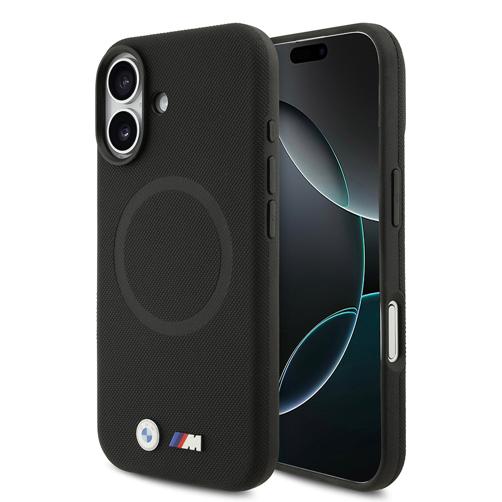 Apple iPhone 17 Kılıf BMW Orjinal Lisanslı M-safe Şarj Özellikli Metal Logolu Delikli M Dizayn Deri Kapak Siyah