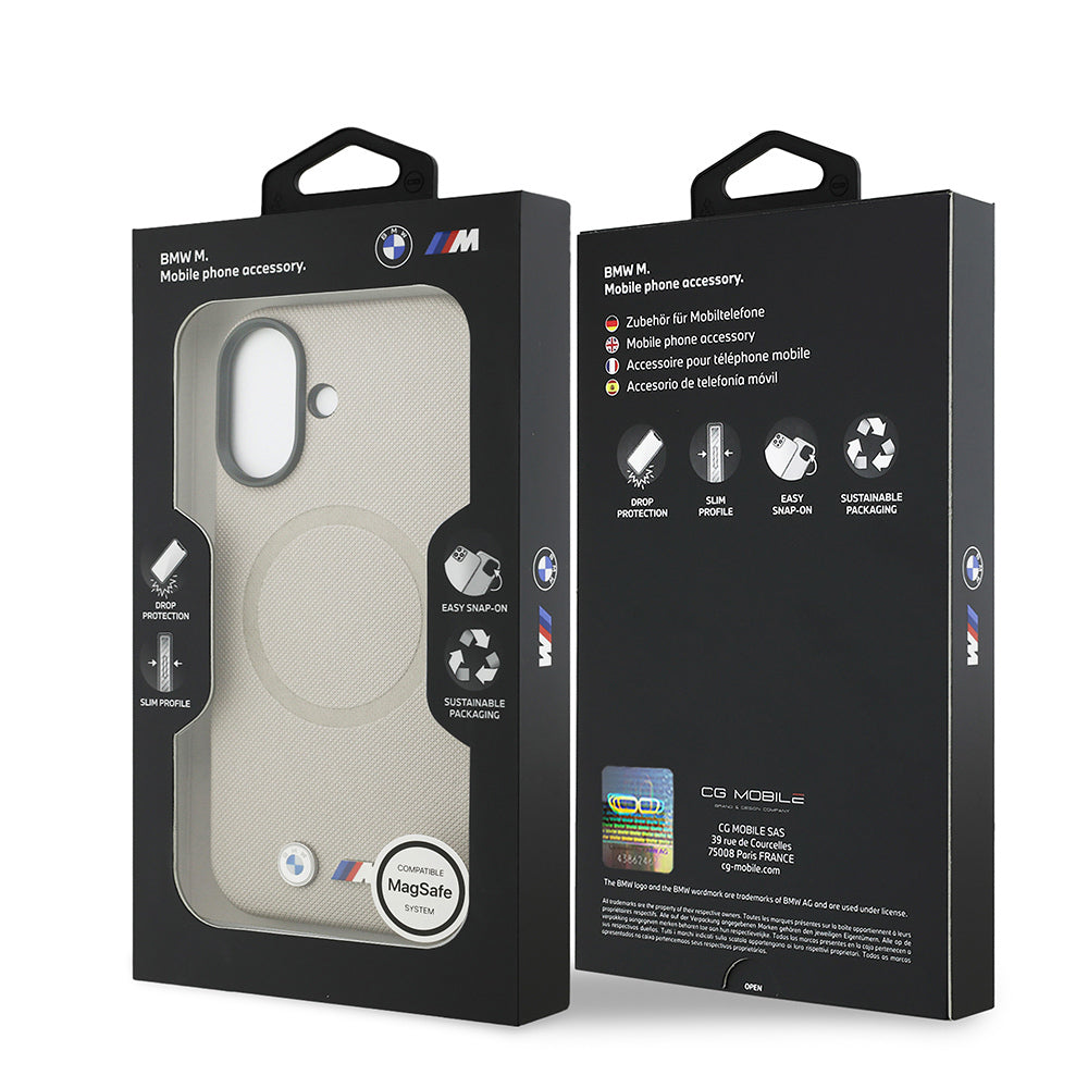 Apple iPhone 17 Kılıf BMW Orjinal Lisanslı M-safe Şarj Özellikli Metal Logolu Delikli M Dizayn Deri Kapak Füme