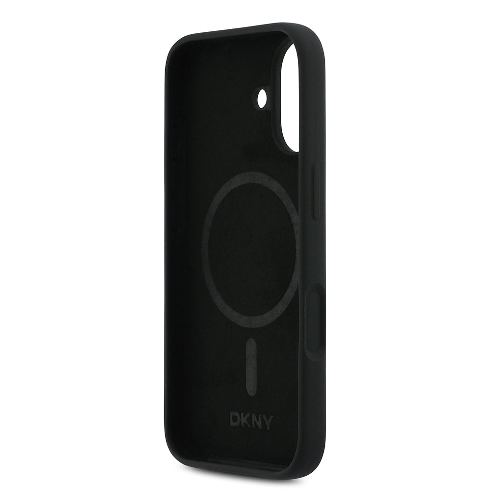 Apple iPhone 17 Kılıf DKNY Orjinal Lisanslı M-safe Şarj Özellikli Metal Logolu Silikon Kapak