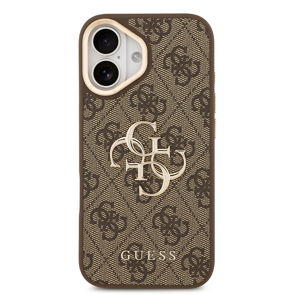 Apple iPhone 17 Kılıf Guess Orjinal Lisanslı 4G Büyük Metal Logolu Kalın Askılı Kapak Kahverengi