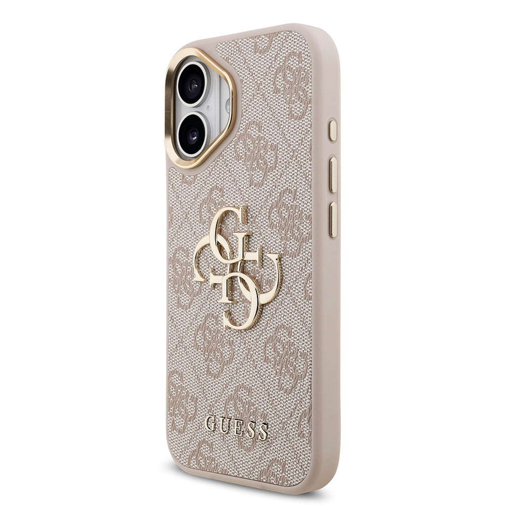 Apple iPhone 17 Kılıf Guess Orjinal Lisanslı 4G Büyük Metal Logolu Kalın Askılı Kapak Pembe