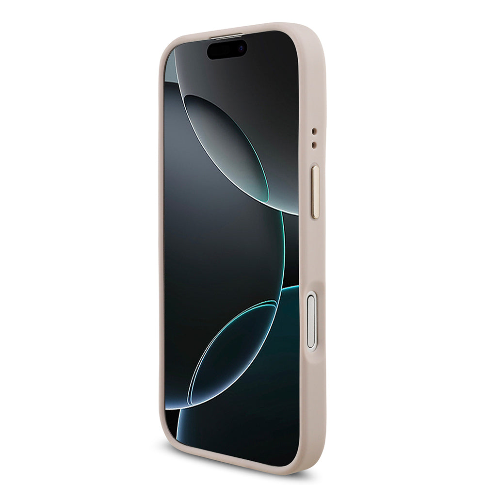 Apple iPhone 17 Kılıf Guess Orjinal Lisanslı 4G Büyük Metal Logolu Kalın Askılı Kapak Pembe