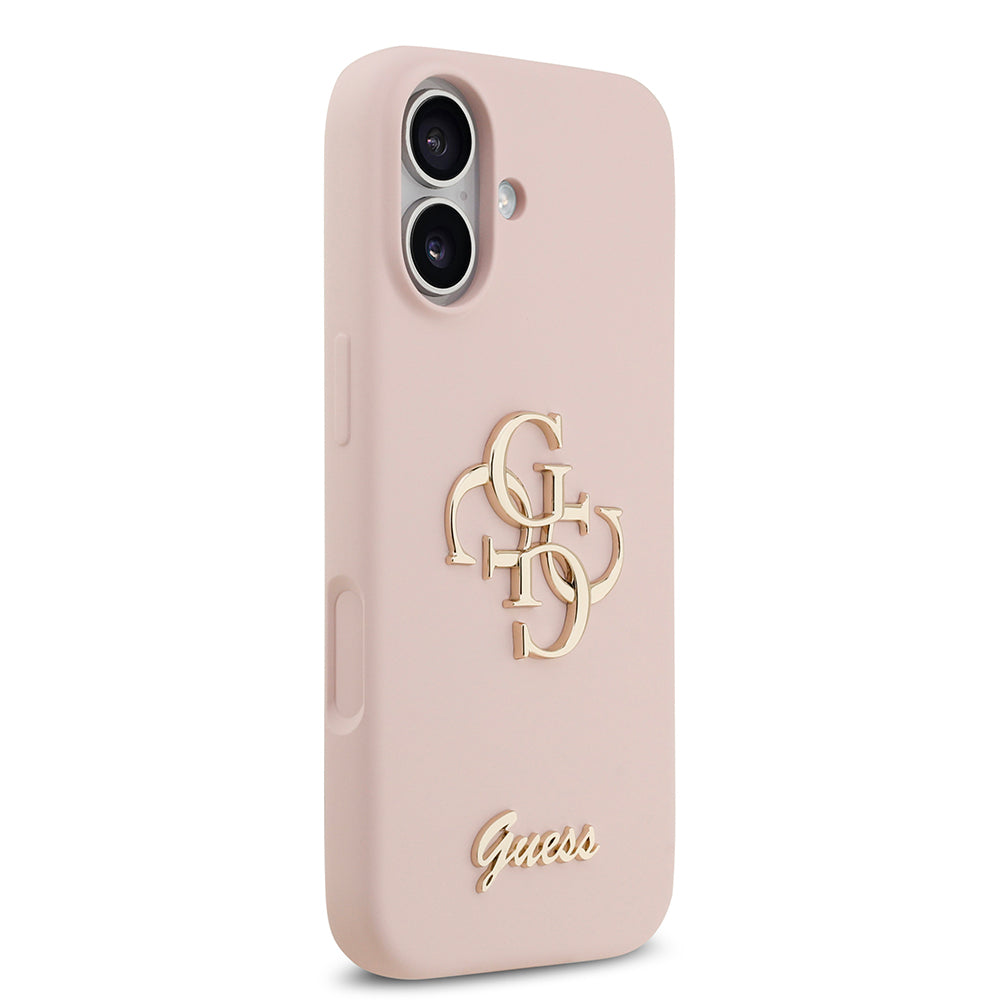 Apple iPhone 17 Kılıf Guess Orjinal Lisanslı Grained Yazı Logolu Kapak Pembe