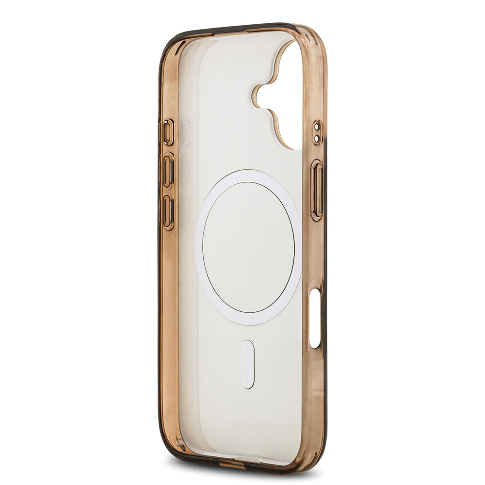 Apple iPhone 17 Kılıf Guess Orjinal Lisanslı M-safe Şarj Özellikli IML Baskılı Klasik Logolu 4G Desenli Kapak Pembe