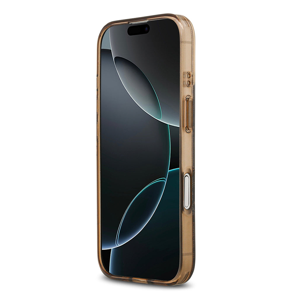 Apple iPhone 17 Kılıf Guess Orjinal Lisanslı M-safe Şarj Özellikli IML Peony ve 4G Desenli Klasik Logolu Kapak Pembe