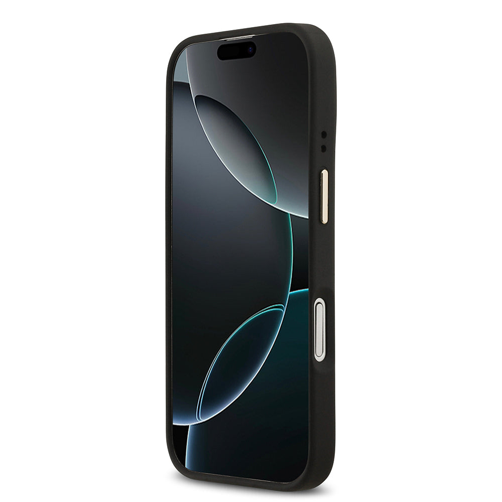 Apple iPhone 17 Kılıf Guess Orjinal Lisanslı M-safe Şarj Özellikli Sıcak Baskılı Yazı Logolu PU Deri Peony Kapak Kahverengi