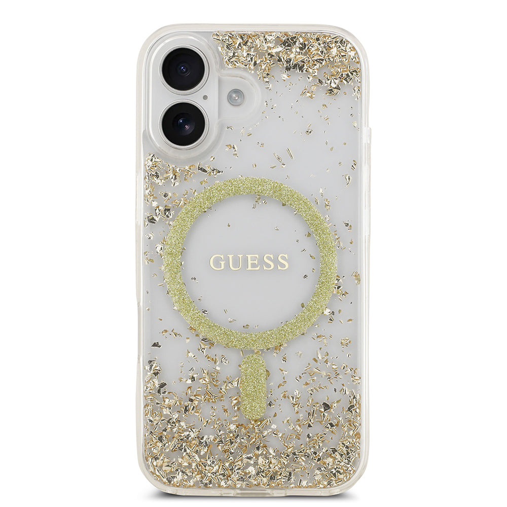 Apple iPhone 17 Kılıf Guess Orjinal Lisanslı M-safe Şarj Özellikli Transparan Resin Bottom Kapak Pembe