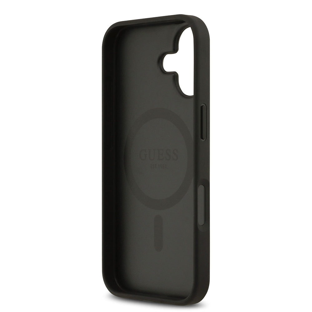 Apple iPhone 17 Kılıf Guess Orjinal Lisanslı M-safe Şarj Özellikli Yazı Logolu Circle Classic Kapak Pembe