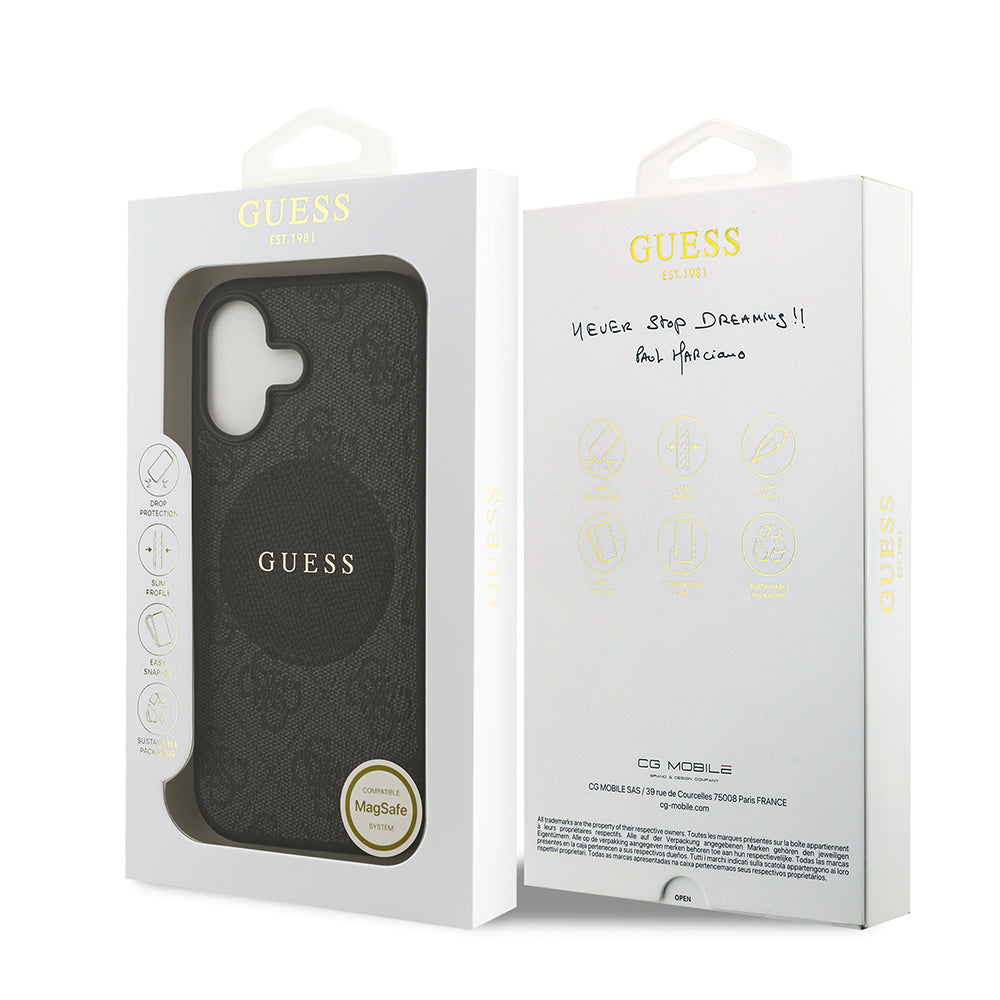 Apple iPhone 17 Kılıf Guess Orjinal Lisanslı M-safe Şarj Özellikli Yazı Logolu Circle Classic Kapak Pembe