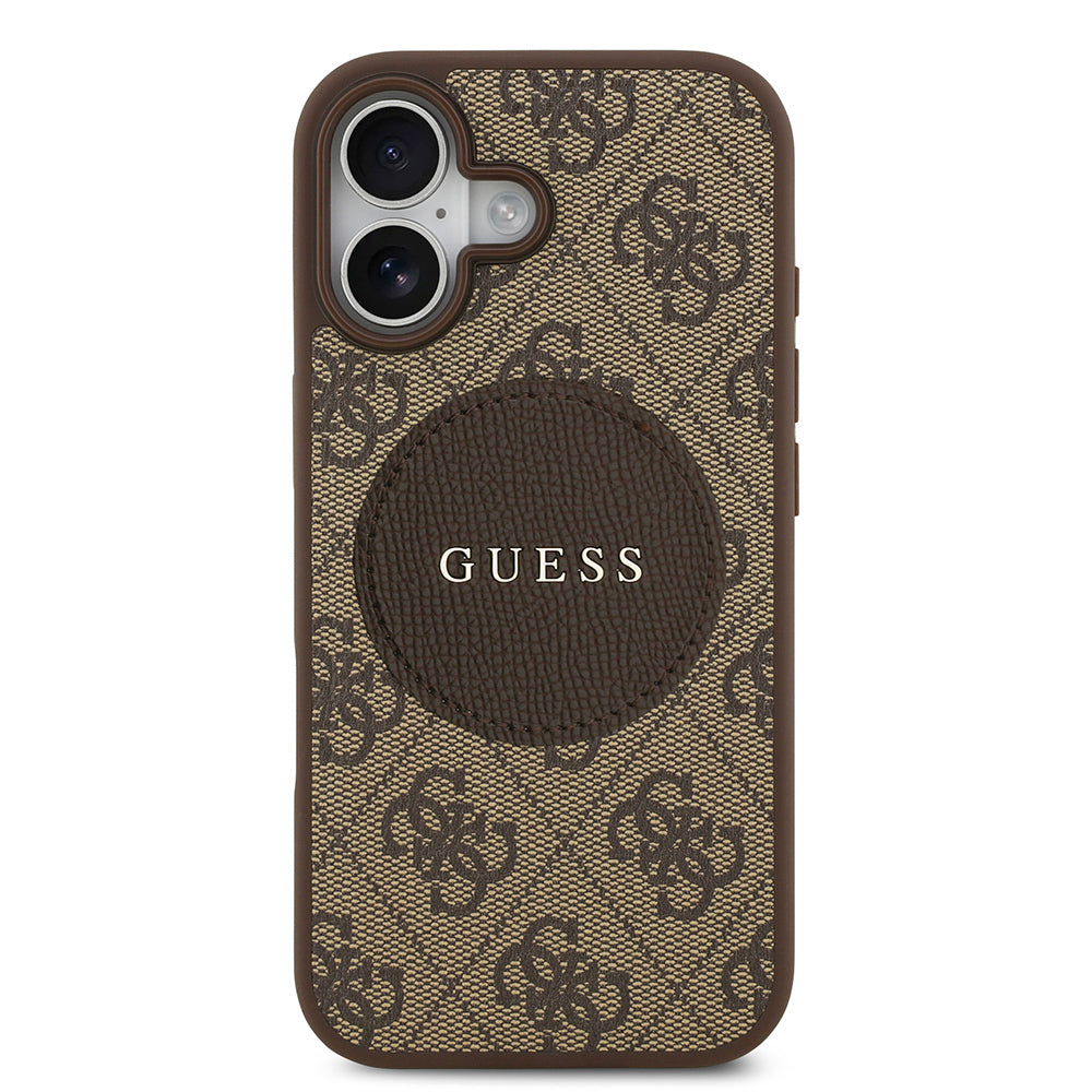Apple iPhone 17 Kılıf Guess Orjinal Lisanslı M-safe Şarj Özellikli Yazı Logolu Circle Classic Kapak Siyah